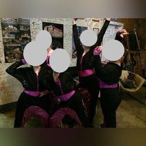 Revolution purple & black 3 piece hip hop set dance costume - child large